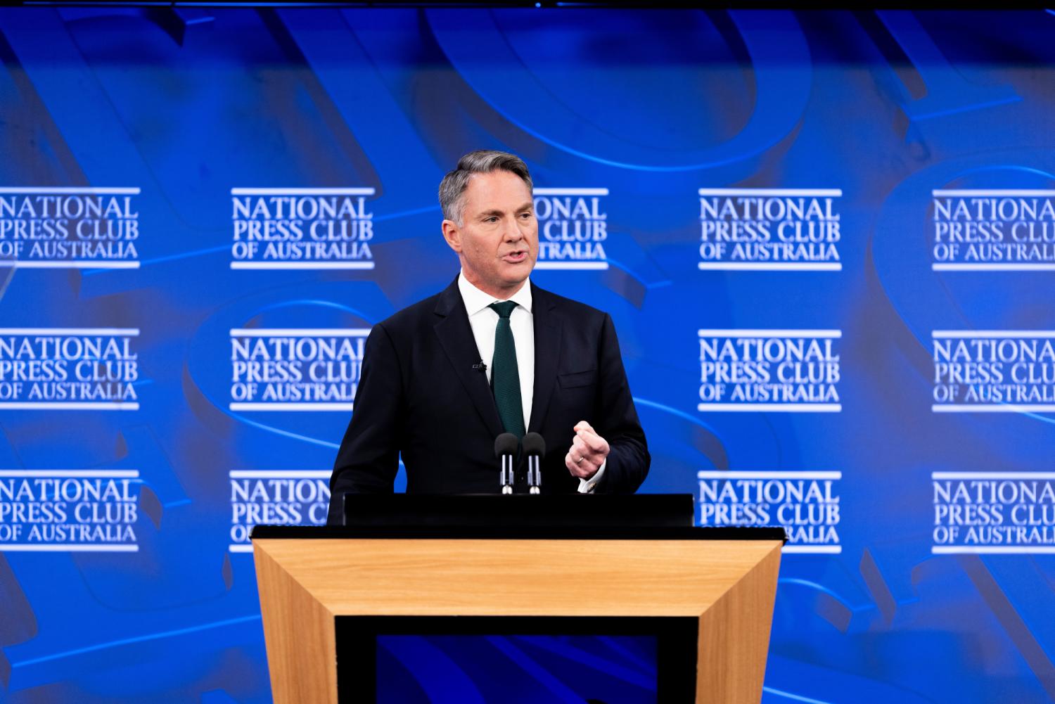 Defence Minister Richard Marles launches the National Defence Strategy at the National Press Club, Canberra, on 17 April (Jay Cronan/Defence Images)