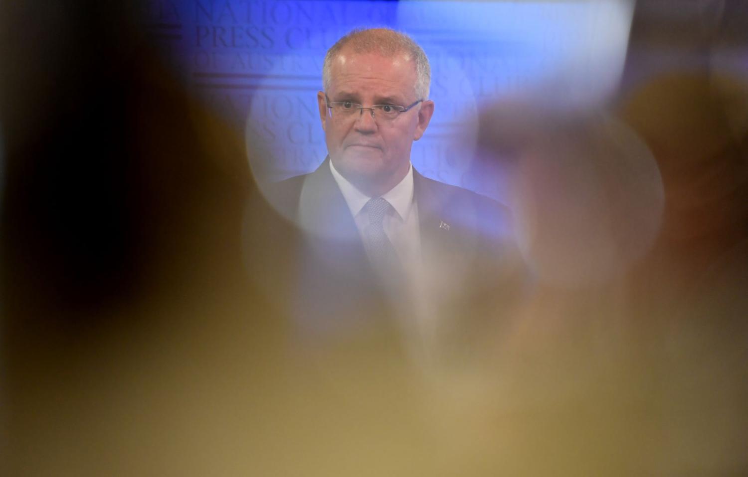 Australian Prime Minister Scott Morrison speaking at the National Press Club (Photo: Tracey Nearmy/Getty)