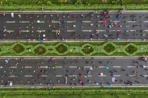 Protesters socially distanced during a demonstration against a new anti-terrorism bill in the Philippines, Quezon City, 12 June 2020 (Ezra Acayan/Getty Images)