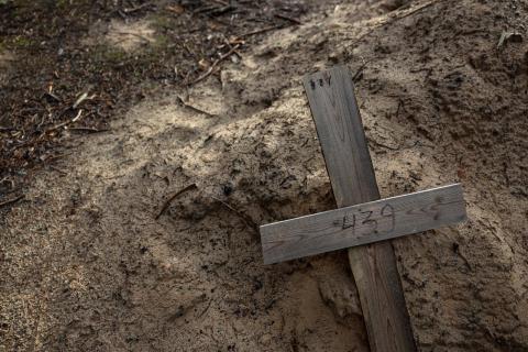 Following the Russian invasion of Ukraine, proceedings have begun in more than 200 cases of alleged war crimes and over 50,000 war crimes files have been opened, according to the UK government (Sameer al-Doumy/AFP via Getty Images)