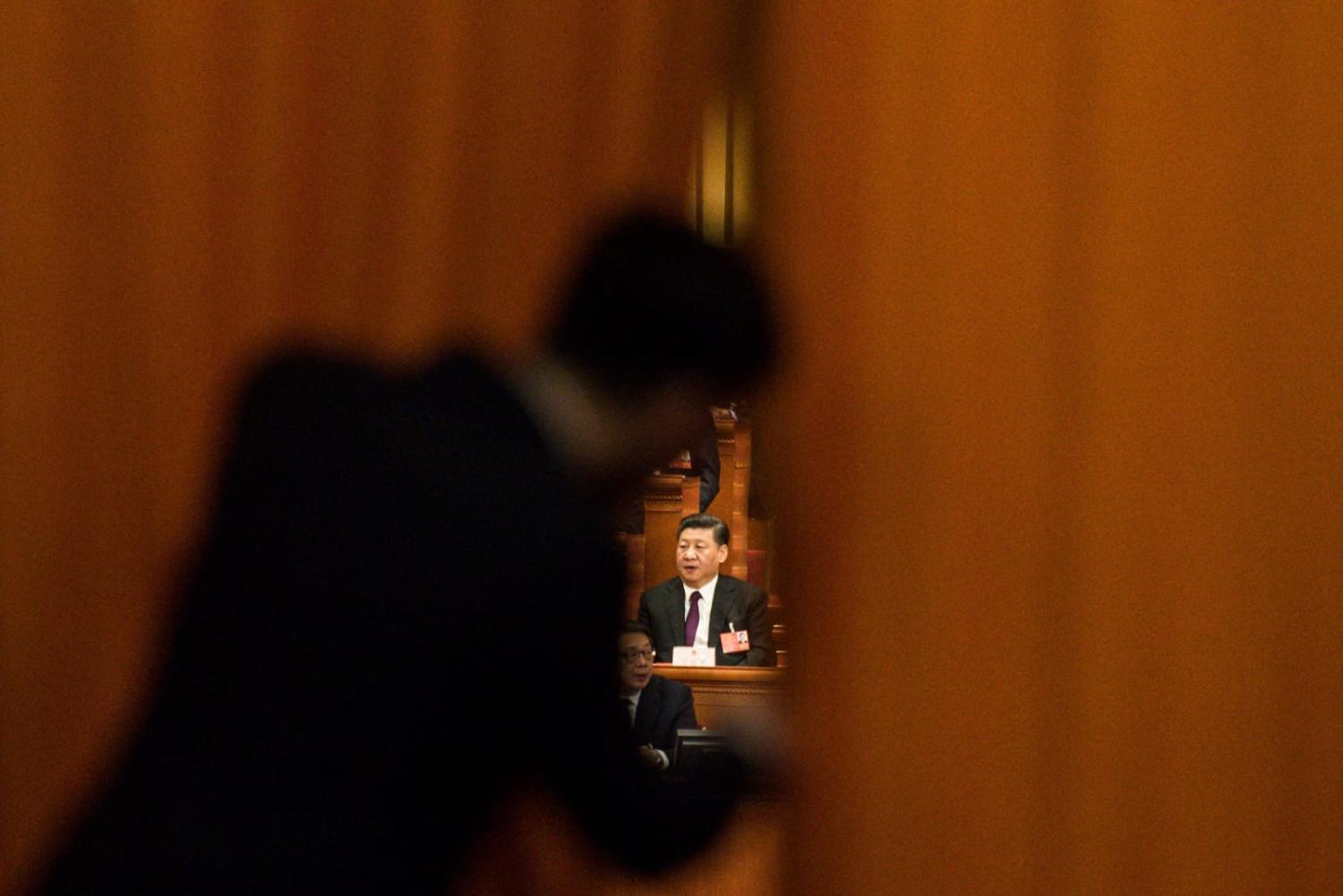 A peak inside the National People's Congress at the Great Hall of the People in Beijing (Fred Dufour/AFP via Getty Images)