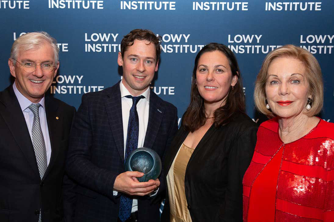 Board Member Steven Lowy, 2019 Winners Nick McKenzie and Sashka Koloff, Media Award Lecturer Ita Buttrose, Chair of ABC